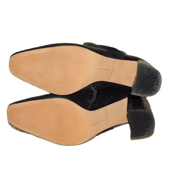 Chelsea & Violet Tall Leather & Suede Boots Size 8 Croc Embossed - Picture 14 of 16